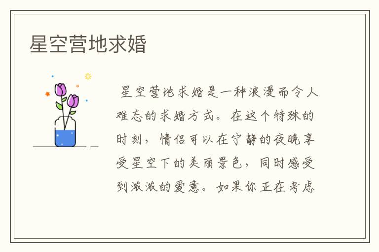 星空营地求婚
